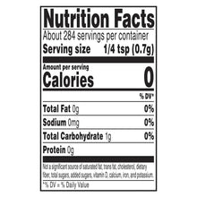 Nutrition facts panel for ground organic cinnamon, calories 0