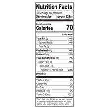 Nutrition Facts panel for organic fruit snacks, serving size 1 pouch (23 g)