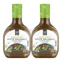 Organic white balsamic vinaigrette, two bottles with front label