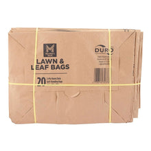 Stacked brown paper lawn and leaf bags with Members Mark and Duro labels