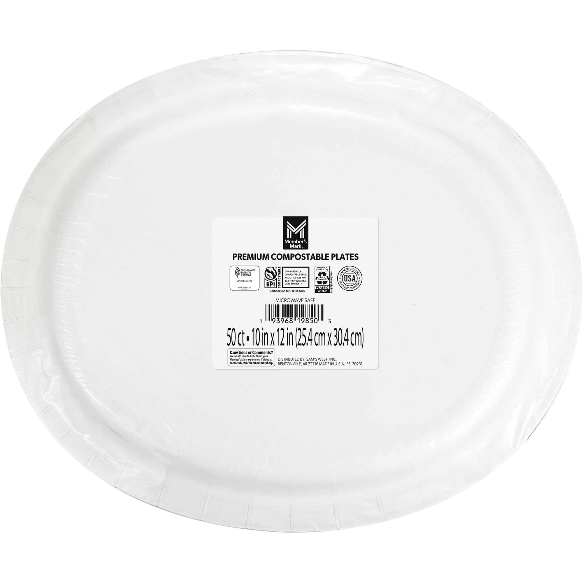 Member's Mark Patriotic Oval Paper Plates, 10" x 12", 50 ct.