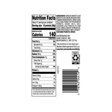 Peanut butter filled pretzels jar back label with Nutrition Facts and barcode