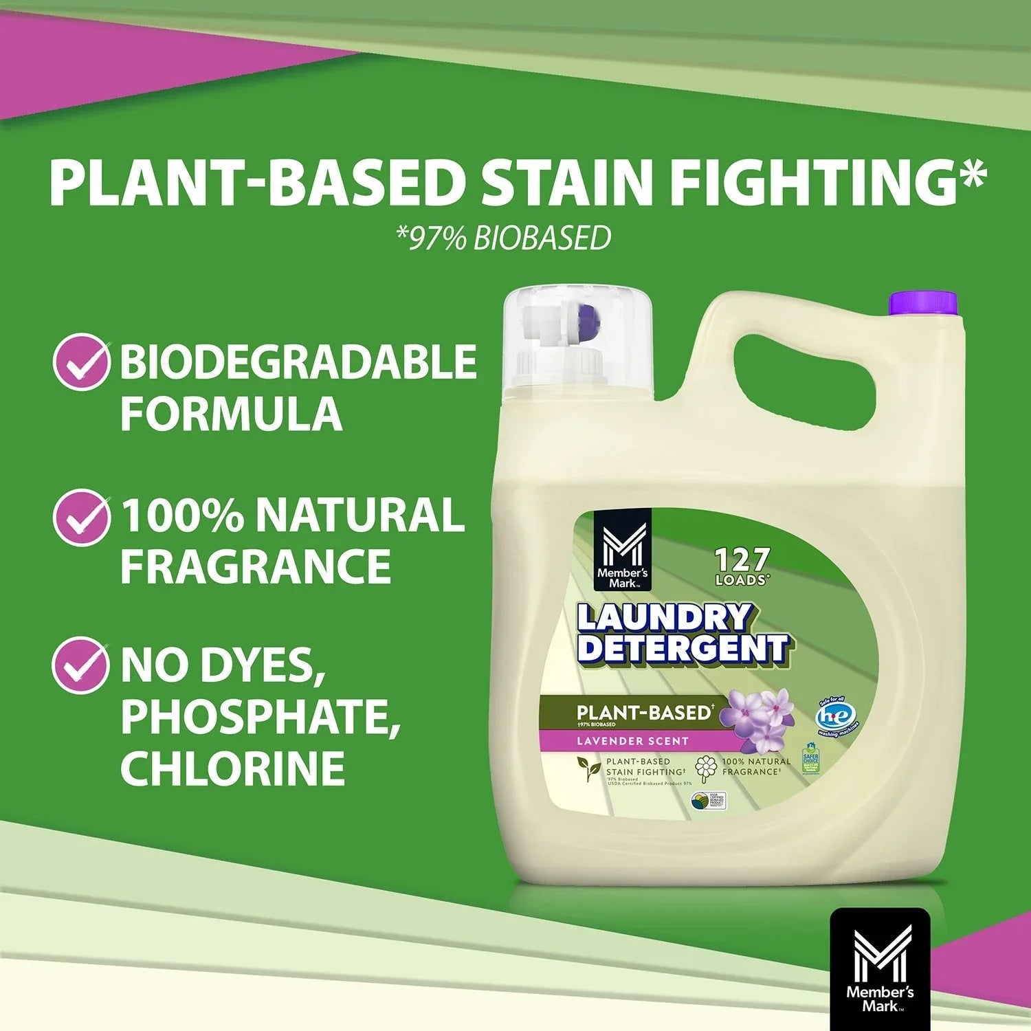 Member's Mark Plant Based Liquid Laundry Detergent, Lavender, 127 loads, 196 fl. oz. - USA MEGA SHOP
