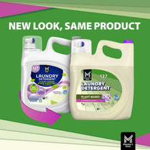 Two lavender plant-based laundry detergent jugs with purple caps, 127 loads