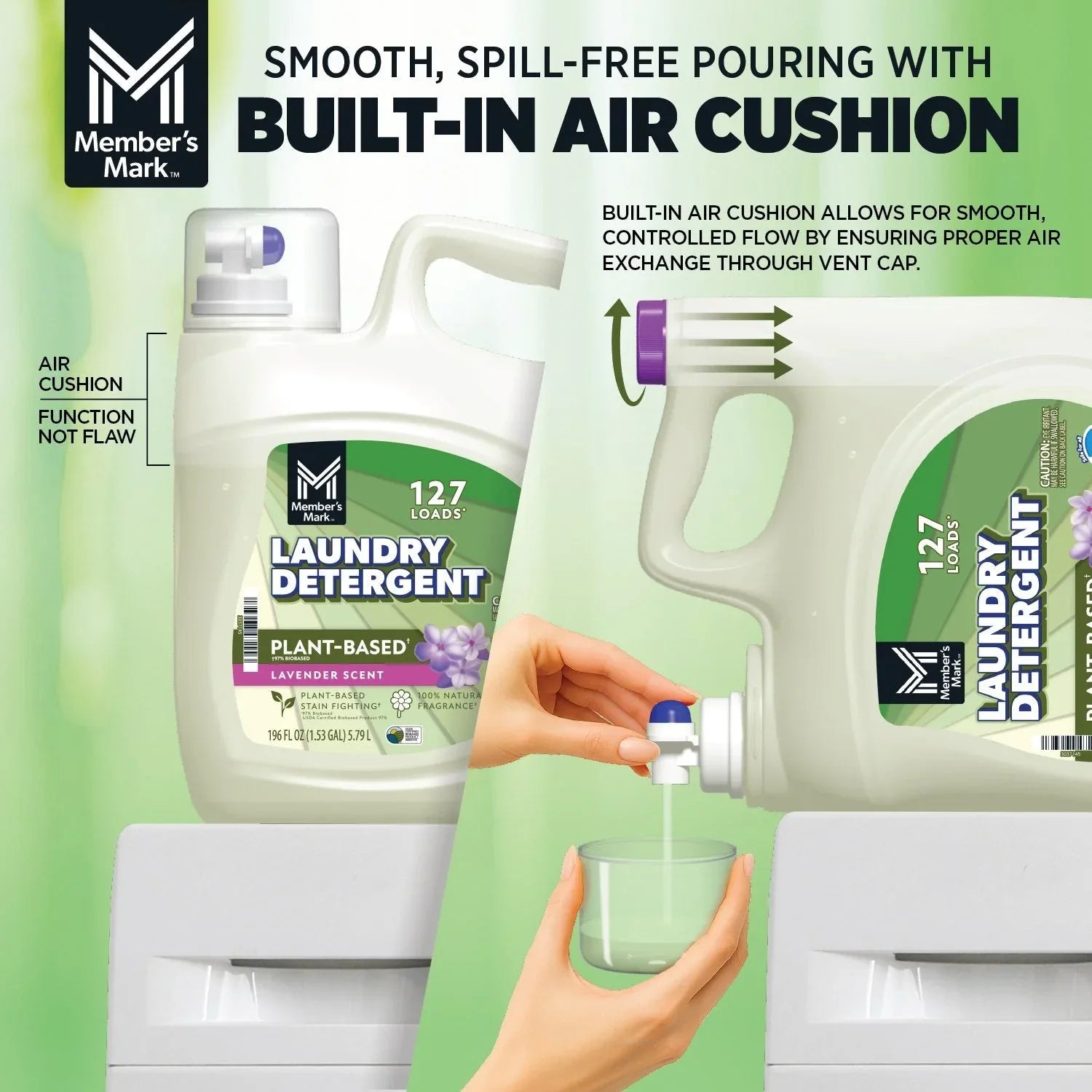 Member's Mark Plant Based Liquid Laundry Detergent, Lavender, 127 loads, 196 fl. oz. - USA MEGA SHOP