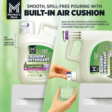 Plant-based liquid laundry detergent bottle with air-cushion spout for smooth pouring