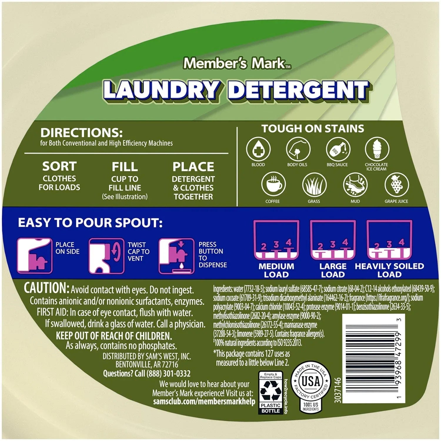 Member's Mark Plant Based Liquid Laundry Detergent, Lavender, 127 loads, 196 fl. oz. - USA MEGA SHOP