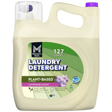 Plant-based lavender laundry detergent jug with purple cap and 127 loads label