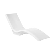 White pool lounger recliner with curved back and extended leg rest