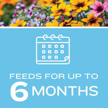 Potting mix label: feeds for up to 6 months with calendar icon