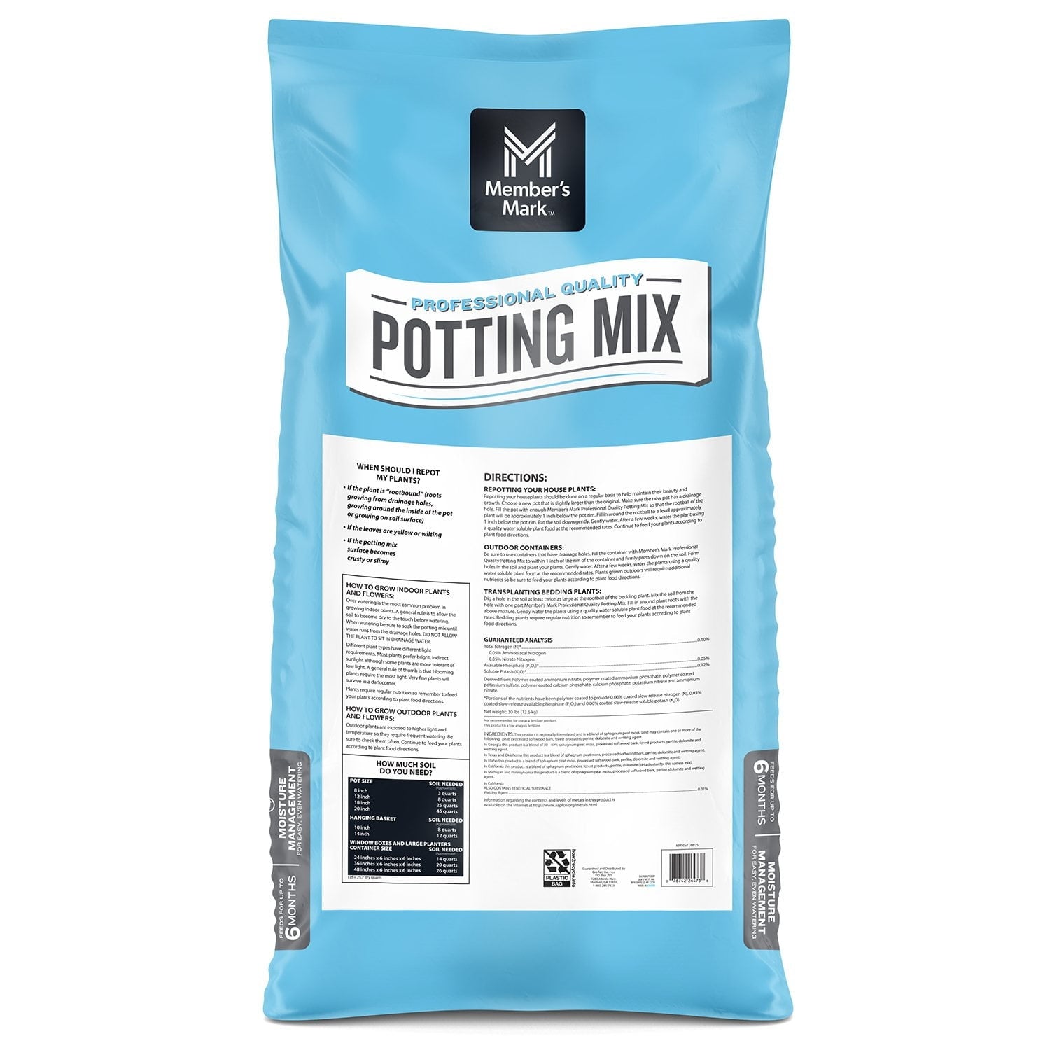 Member's Mark Potting Mix Planting Soil, 55 Quarts