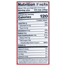 Powdered sugar Nutrition Facts panel showing 120 calories per 1/4 cup.