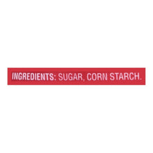 Powdered sugar ingredients panel: sugar and corn starch.