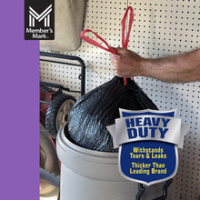 Member's Mark Power Flex 33-gallon trash bag on bin with heavy-duty seal