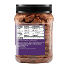Praline pecans jar back panel combining Nutrition Facts and ingredients information.