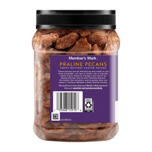 Praline pecans jar back label with sweet buttery coated pecans description.