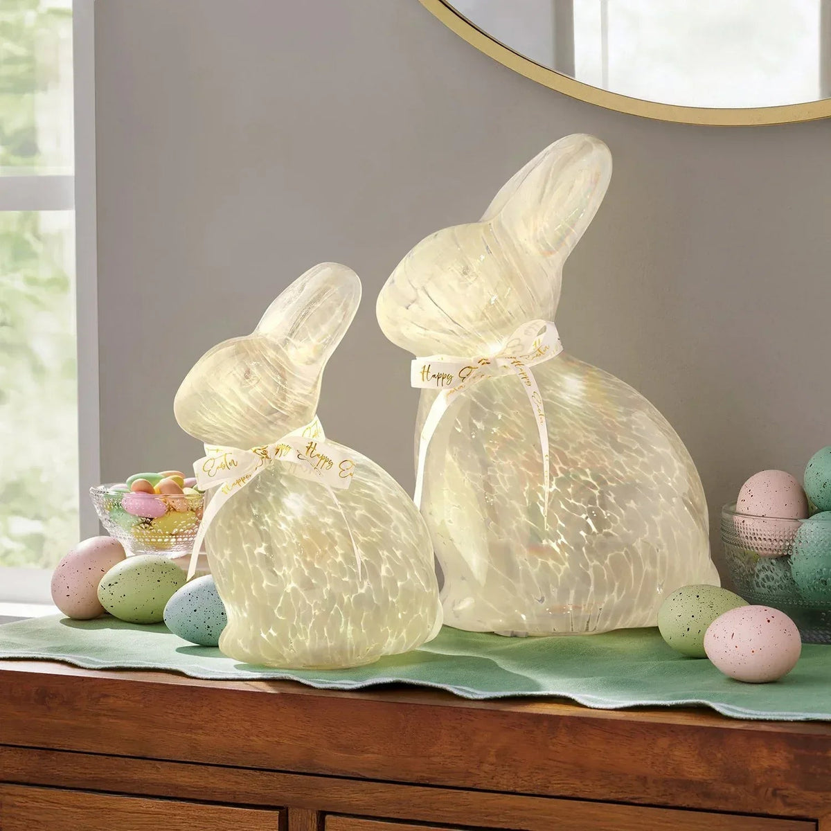 Member's Mark Pre-Lit Glass Bunny Décor, Set of 2