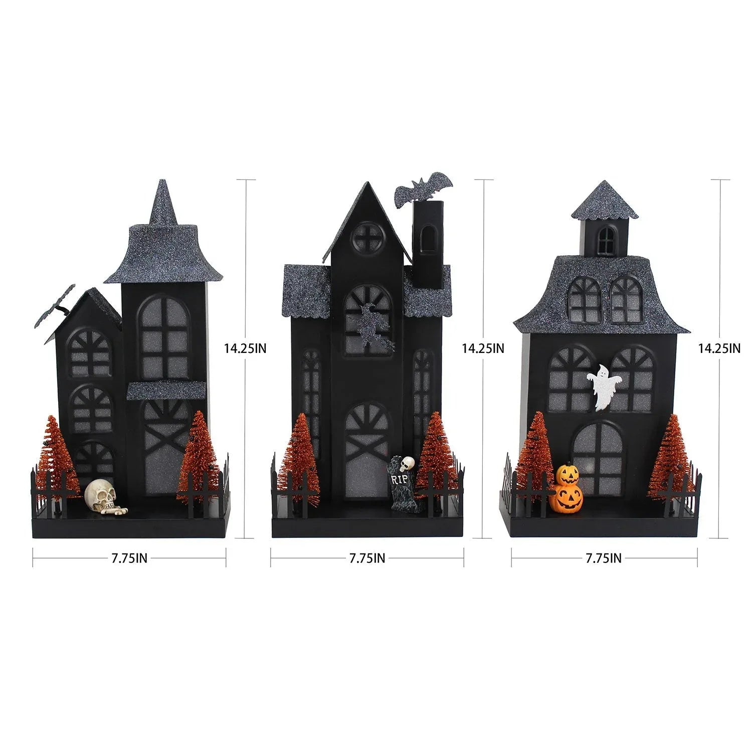 Member's Mark Pre-Lit Metal Halloween Houses, Set of 3 - USA MEGA SHOP