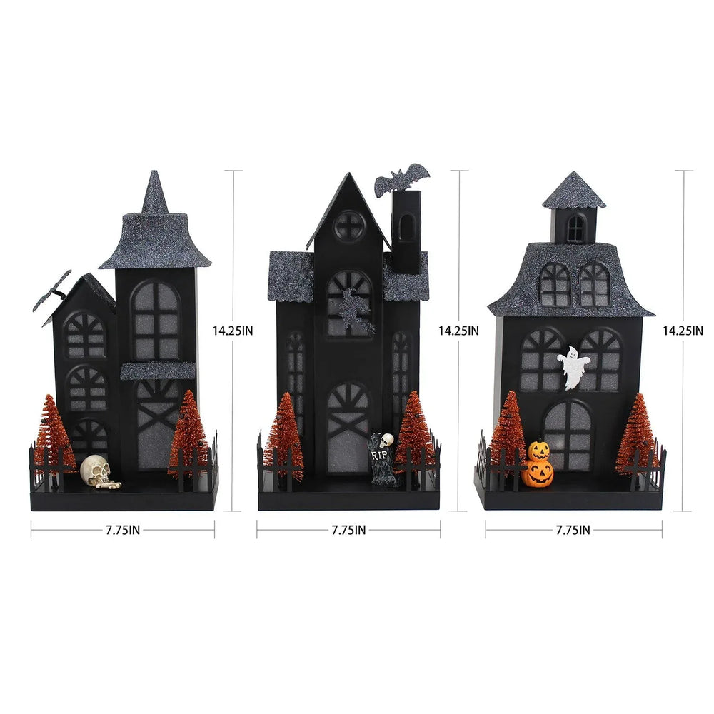 Member's Mark Pre-Lit Metal Halloween Houses, Set of 3 - USA MEGA SHOP