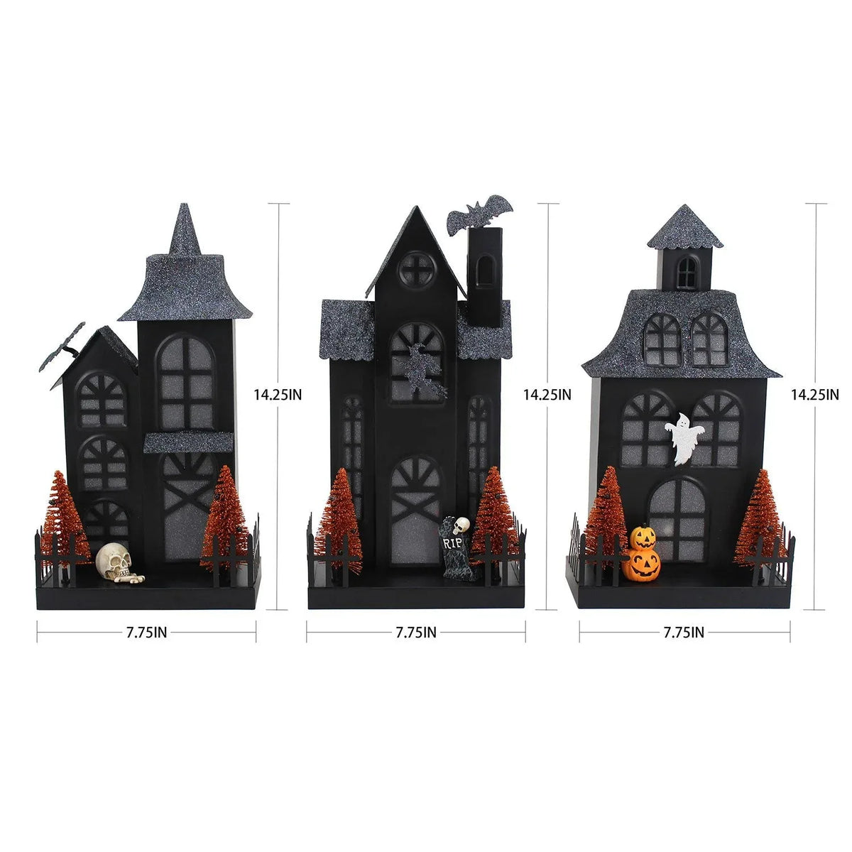 Member's Mark Pre-Lit Metal Halloween Houses, Set of 3 - USA MEGA SHOP