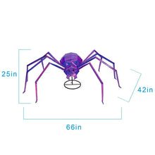 Light-up prismatic spider decor: 61in wide, 42in tall, 25in high