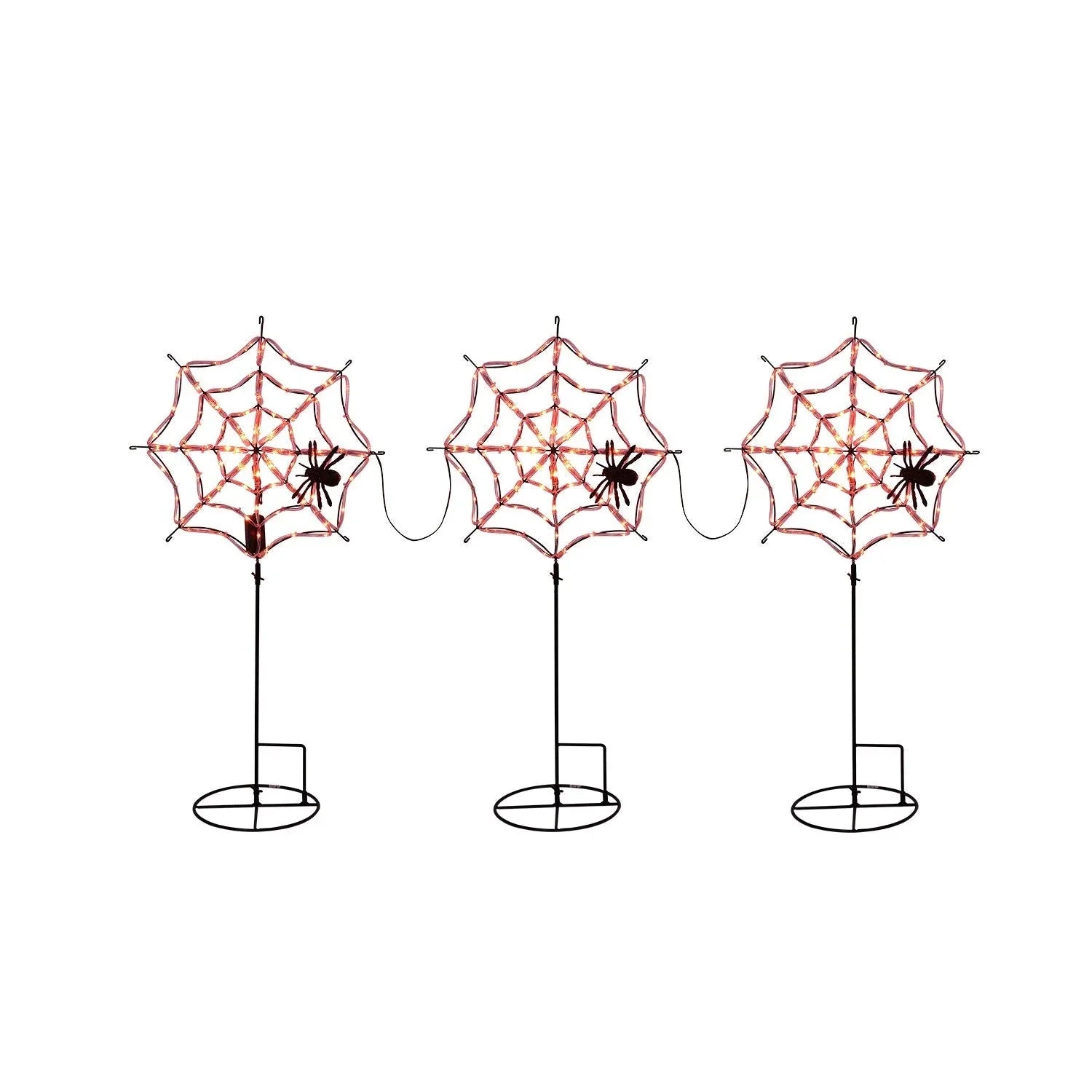 Member's Mark Pre-Lit Spiderweb Lawn Stakes, Set of 3 - USA MEGA SHOP
