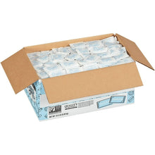 Cane sugar packet carton with open lid and individual packets