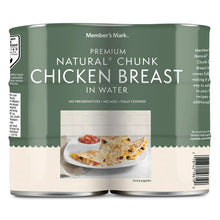 Natural chunk chicken breast in water, back can with serving info