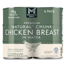 Natural chunk chicken breast in water, 6-pack can with green label