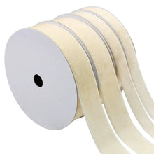 Velvet ribbon rolls in beige with silver-edged stripes, 4-pack ribbon set