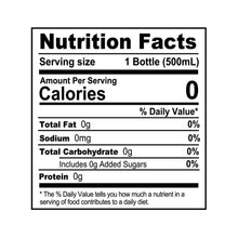 Nutrition facts panel for bottled purified water: 0 calories, 0g fat