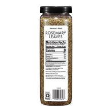 Rosemary leaves seasoning bottle back label with nutrition facts and barcode