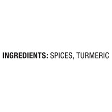 Salt-free curry powder label text: ingredients: spices, turmeric