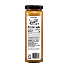 Member's Mark salt-free curry powder bottle back panel with nutrition facts and barcode
