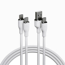 White silicone USB-A to USB-C and USB-C to USB-C cable set, 2-pack with connectors