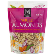 Sliced almonds pouch, 32 oz, unroasted unsalted, with almond slices pictured