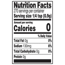 Nutrition facts panel for smoky garlic burger seasoning: 0 calories, 130mg sodium.