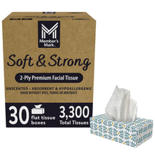 Soft & Strong 2-ply facial tissue carton in kraft brown with unscented label