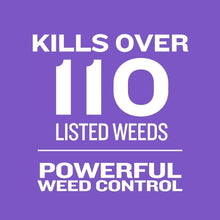 Weed control label: kills over 110 listed weeds