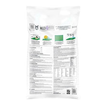Weed & Feed lawn treatment bag with white back label and instructions