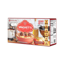 Spaghetti pantry pack box with six-pack bags and red and white branding