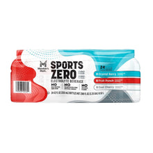 Member's Mark Sports Drink Zero variety pack, 24 bottles, crystal berry, fruit punch, cool cherry