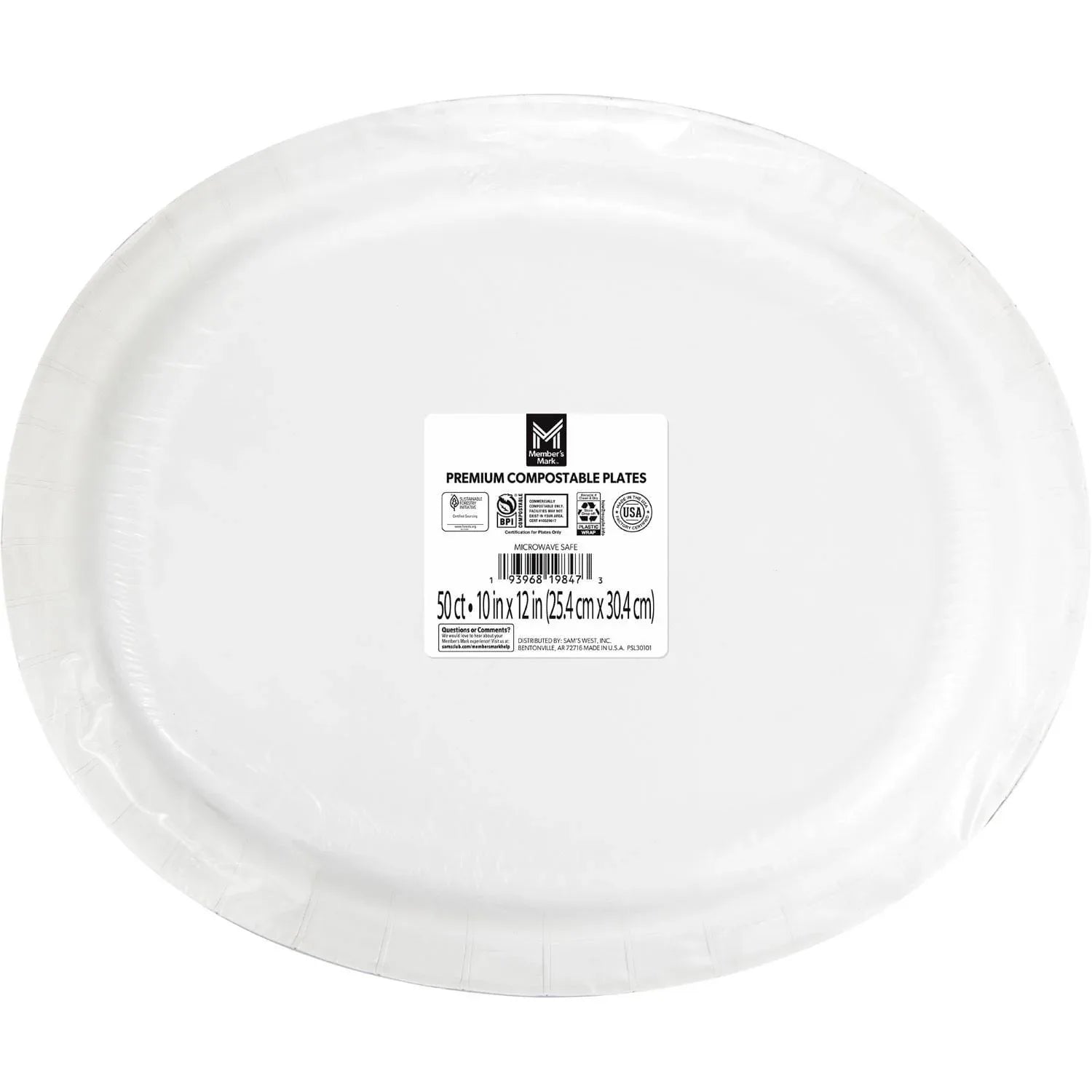 Member's Mark Spring Oval, Paper Plates, 10" x 12", 50 ct.