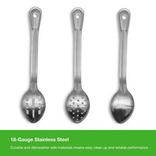 Stainless steel kitchen spoon set of three with perforated and solid bowl heads