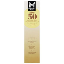 SPF 50 sunscreen spray box, cruelty free, dermatologist tested, vitamin E enriched