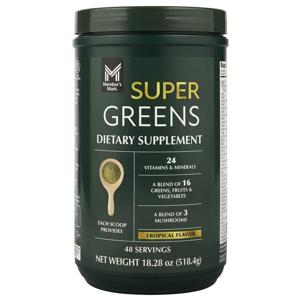 Member's Mark Super Greens Powder, Tropical Flavor, 18.28 Ounces, 48 Servings - USA MEGA SHOP