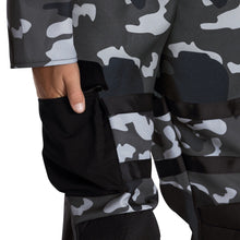 Children's SWAT camouflage pants with black knee pads and cargo pocket panel