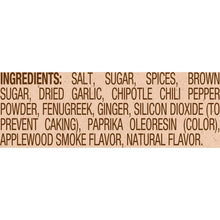Seasoning blend ingredients list text on product label