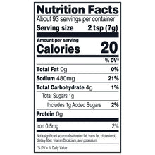 Taco seasoning nutrition facts panel with serving size, calories, and sodium