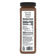 Taco seasoning bottle back label with nutrition facts and ingredient list